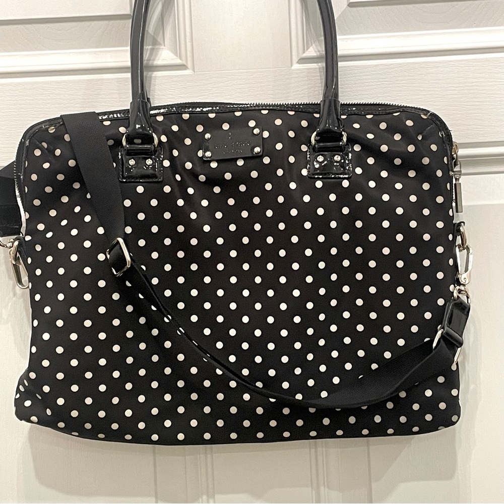 Kate Spade Black White polkadots Laptop Bag